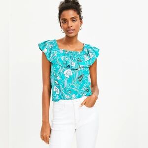 Loft floral square neck top off shoulder